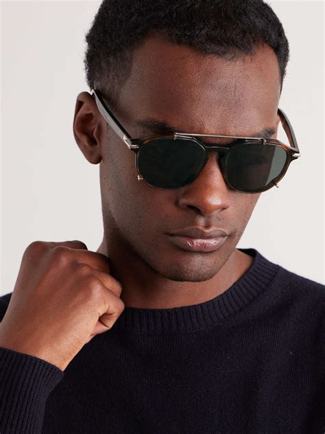 Round frame sunglasses in black acetate .